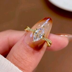 SS 925 Elegant Gold and Silver Zirconia  Women's Ring Size 6